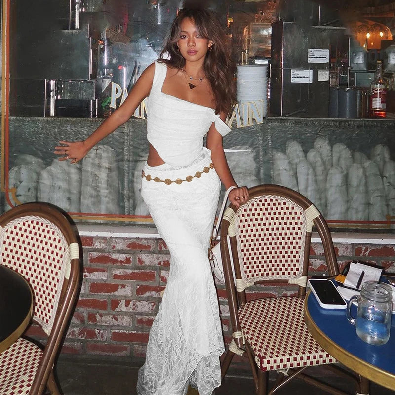 The Verona Textured Two-Piece Maxi Set | Elegant Ivory Summer Outfit
