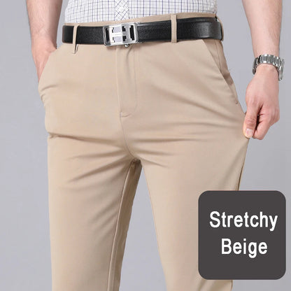 Smart Casual Stretch Trousers — Men's Straight Fit Office Pants