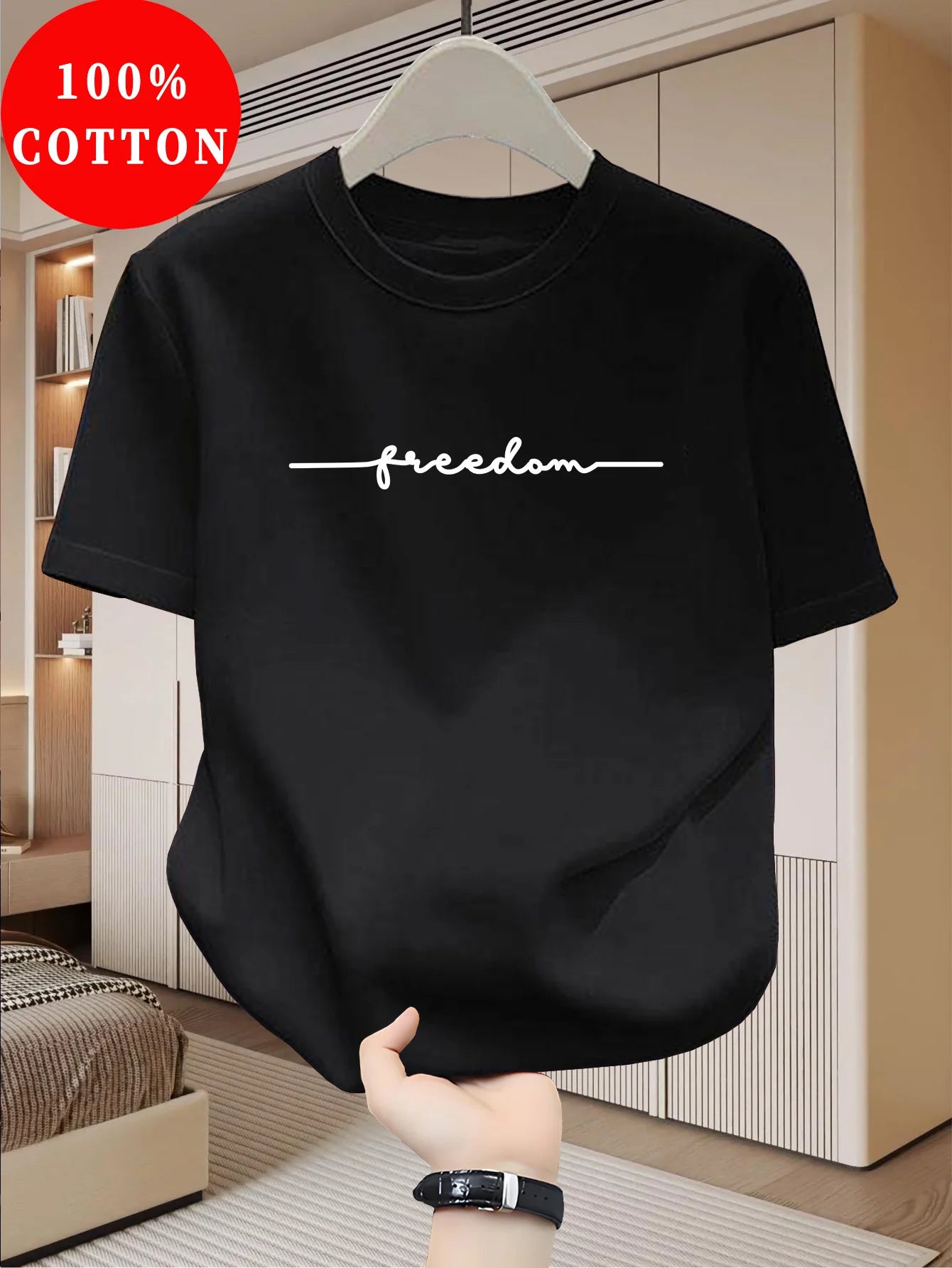 Large Letter Print Tee — Unisex 100% Cotton Loose Fit High Street T-Shirt