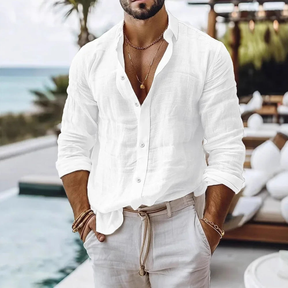 Cotton Linen Beach Shirt