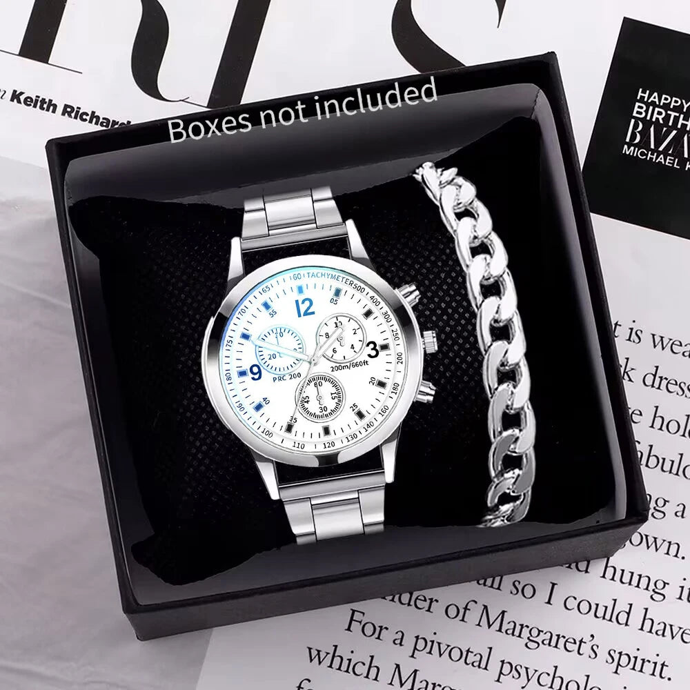 Steel Band Quartz Watch — Men's Business Fashion Wristwatch