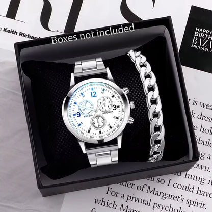 Steel Band Quartz Watch — Men's Business Fashion Wristwatch