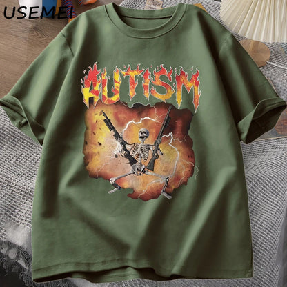 Quirky Skeleton Graphic Tee — Unisex Vintage Cotton Streetwear T-Shirt