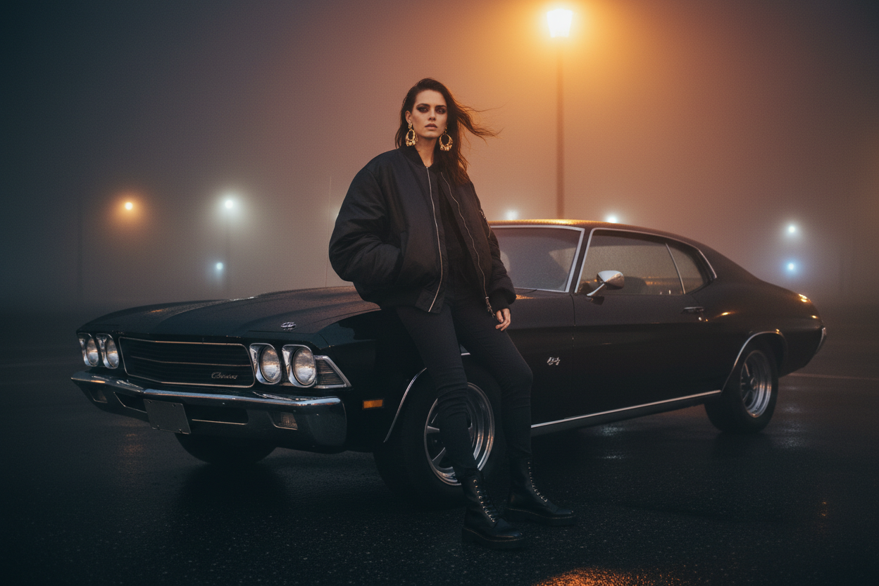 Dark Foggy Car Woman