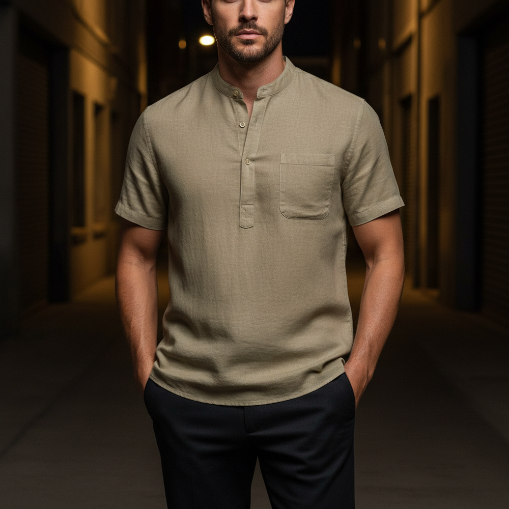 Men's Linen Henley