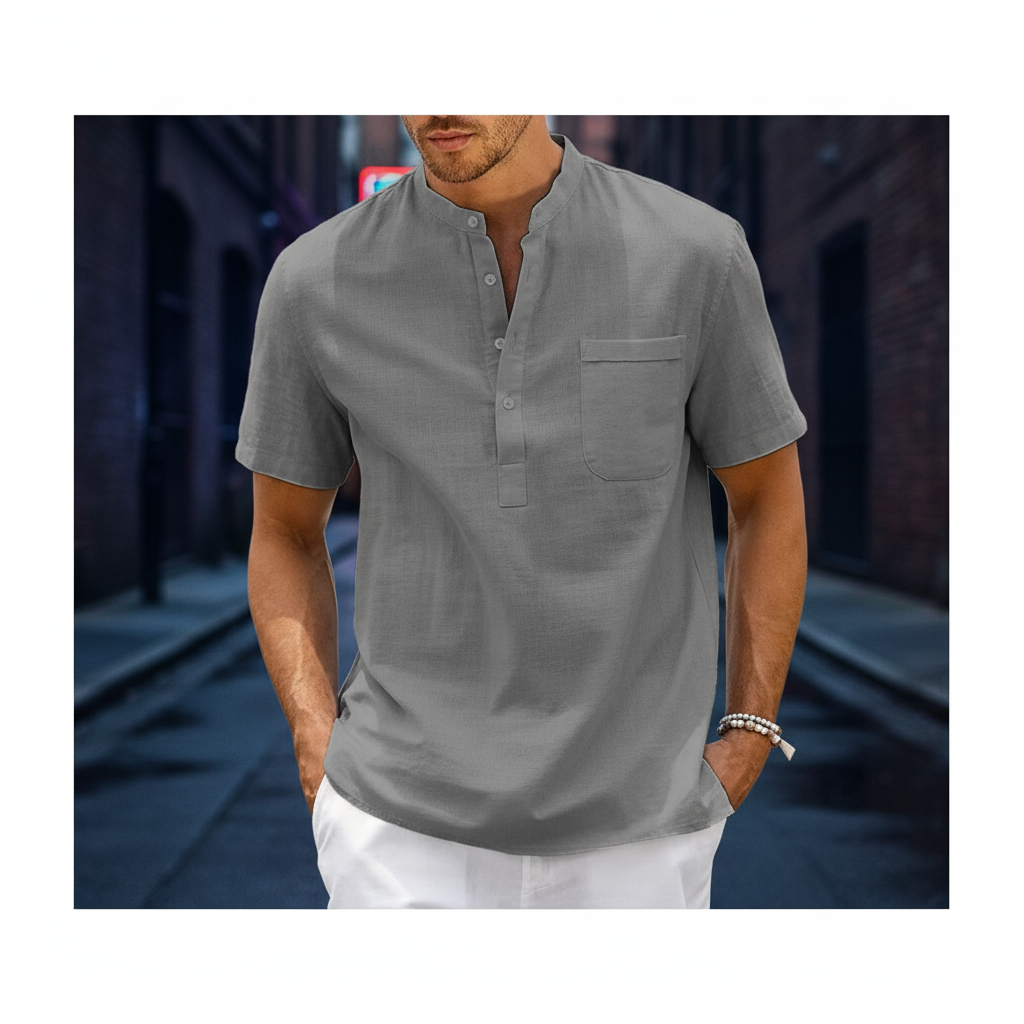 Men's Linen Henley