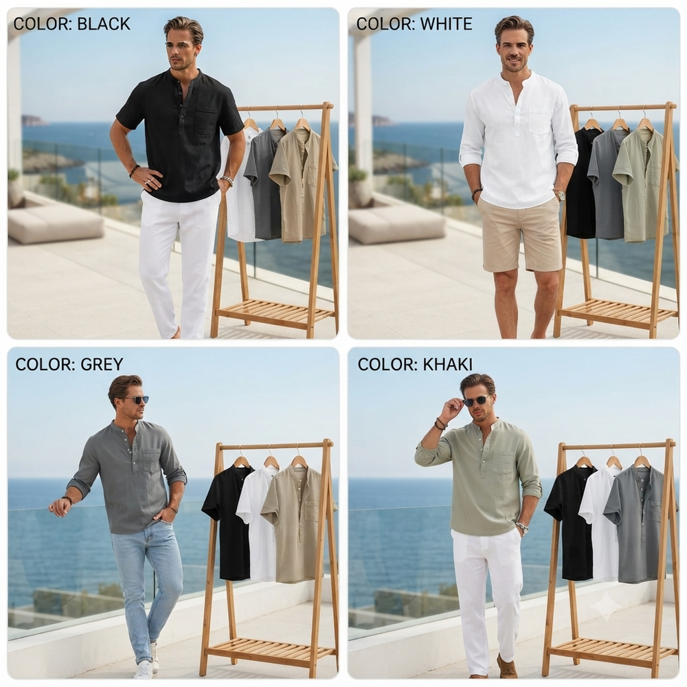 Men's Linen Henley